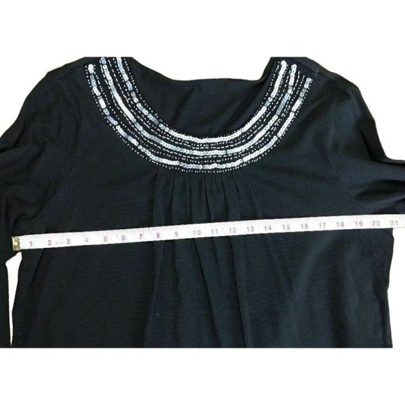 Gloria Vanderbilt Casuals Top Pitch Black Small Shirt with Sequin Collar NEW $36 - Picture 8 of 8